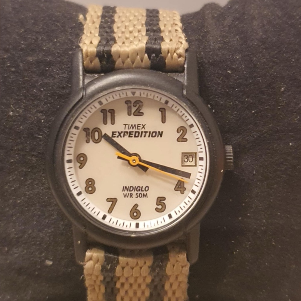 Timex Expedition Indiglo Black/Tan Nylon Women's Watch w/Date